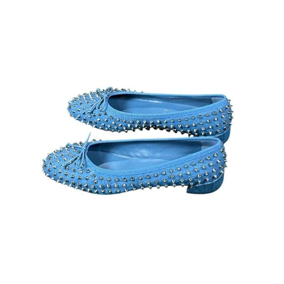 Christian Louboutin Sweetie Jane Spikes Denim Ballet Flats 40.5 NIB - Picture 5 of 7